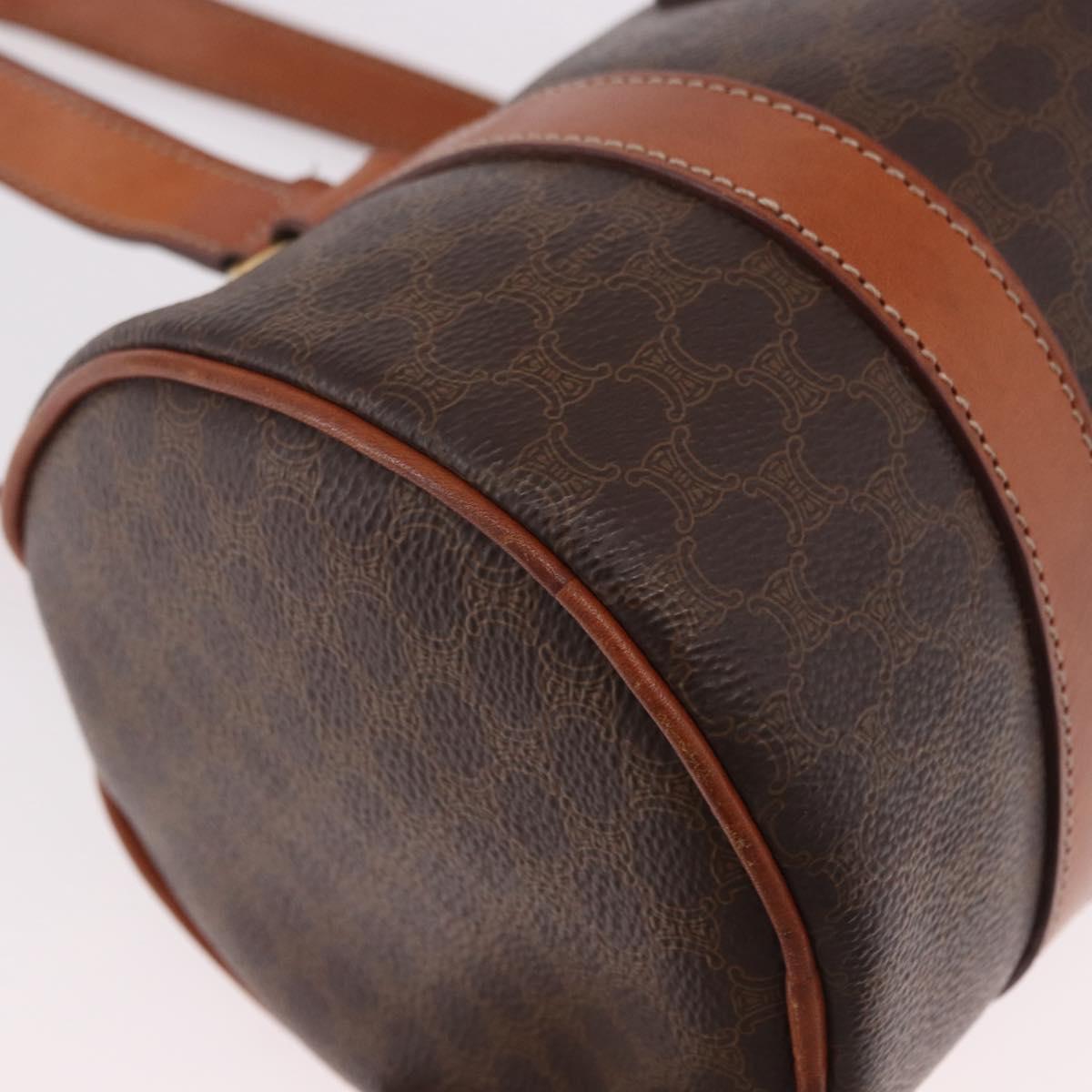CELINE Macadam Canvas Hand Bag PVC Leather Brown Gold Auth 190132A