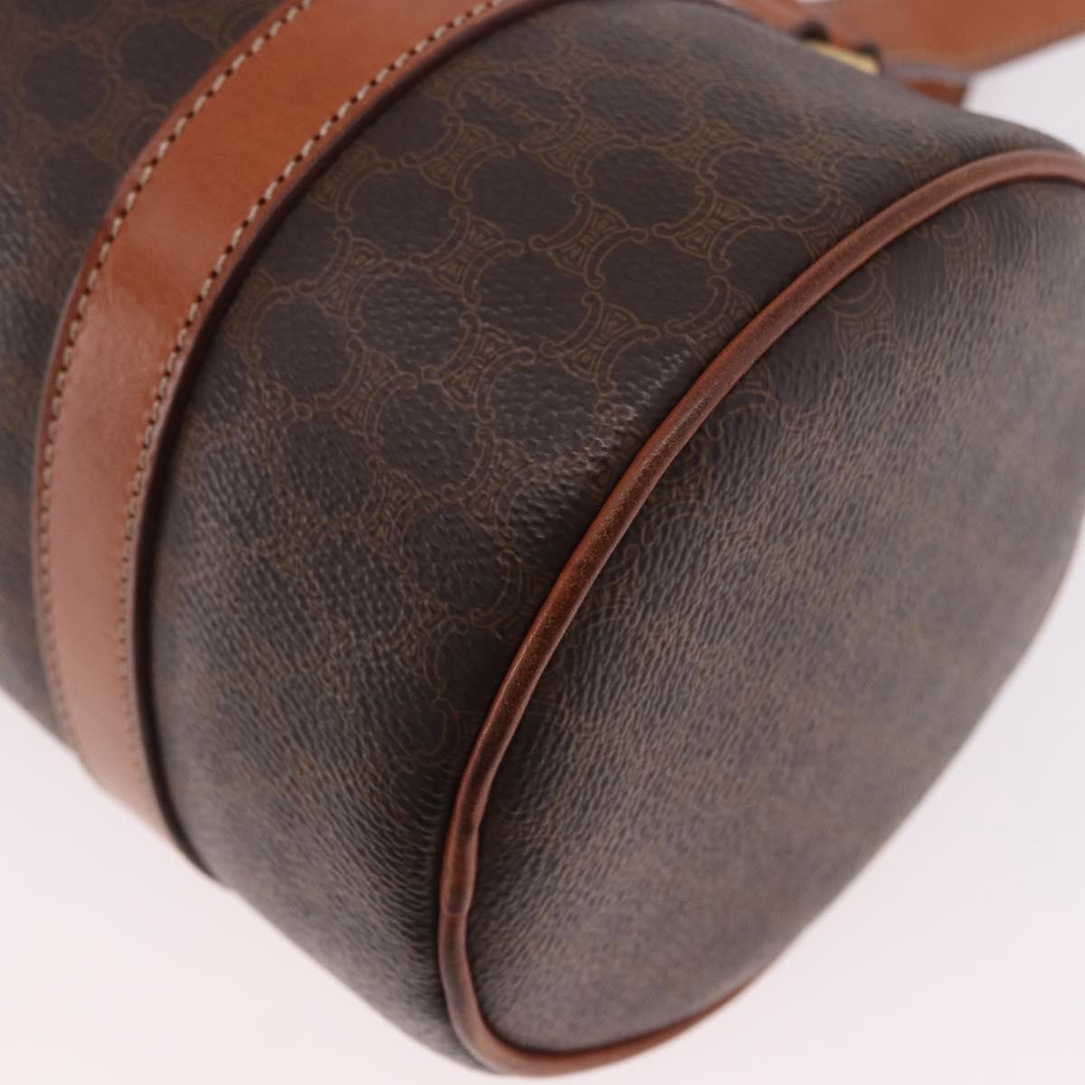 CELINE Macadam Canvas Hand Bag PVC Leather Brown Gold Auth 190132A