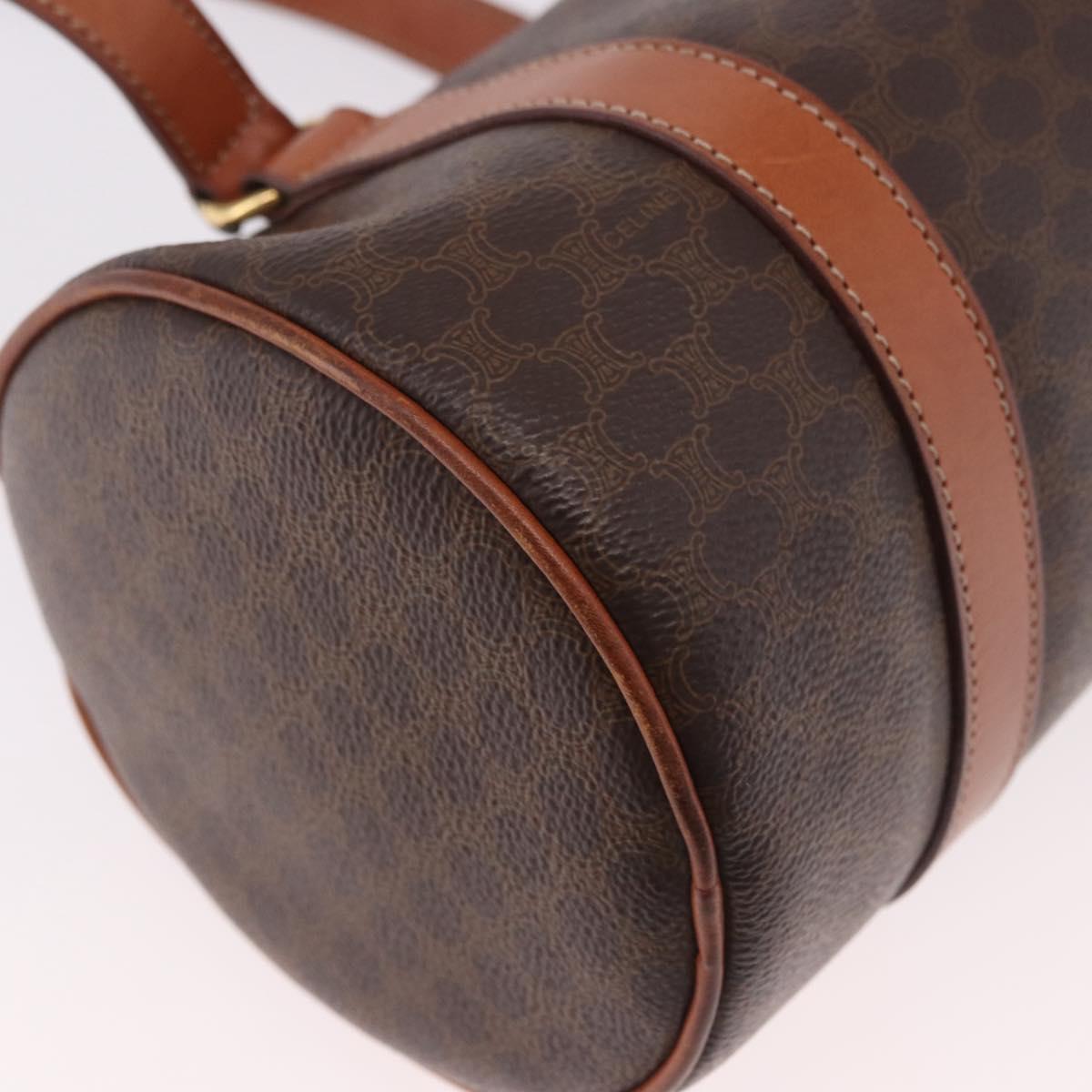 CELINE Macadam Canvas Hand Bag PVC Leather Brown Gold Auth 190132A