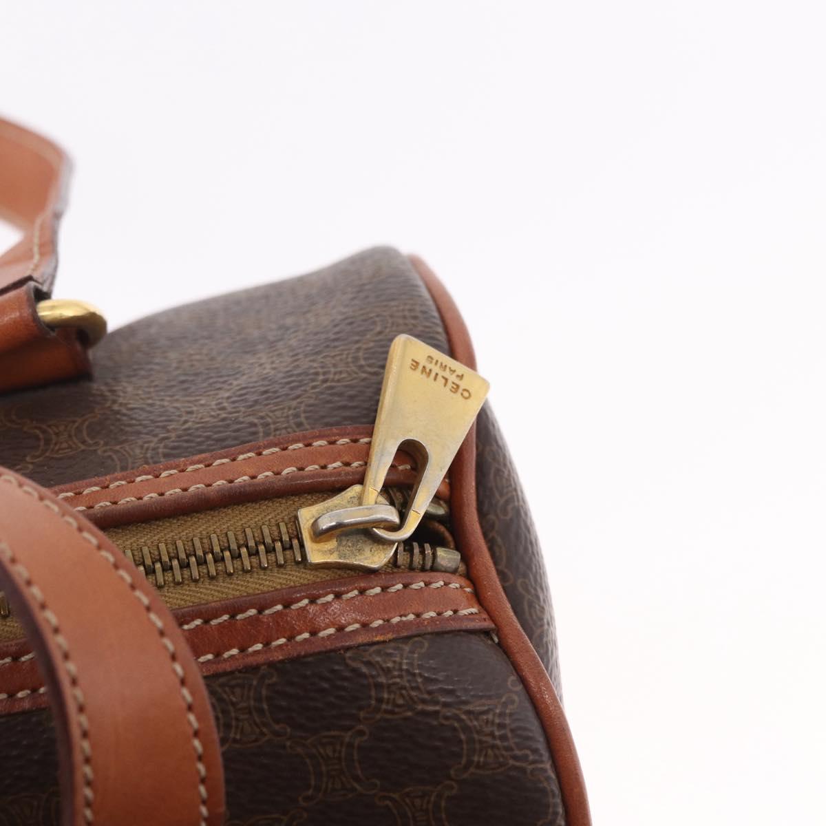 CELINE Macadam Canvas Hand Bag PVC Leather Brown Gold Auth 190132A