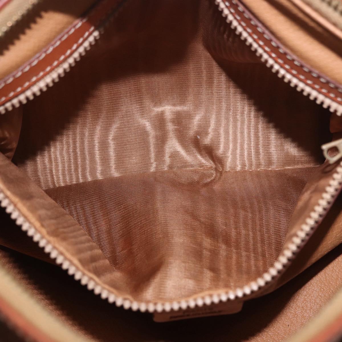 CELINE Macadam Canvas Hand Bag PVC Leather Brown Gold Auth 190132A