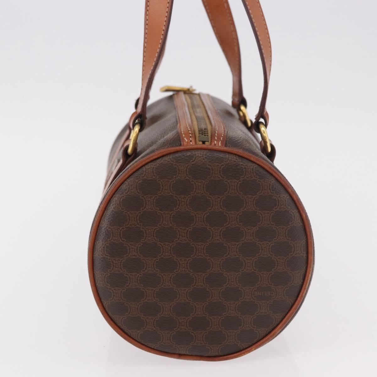 CELINE Macadam Canvas Hand Bag PVC Leather Brown Gold Auth 190132A