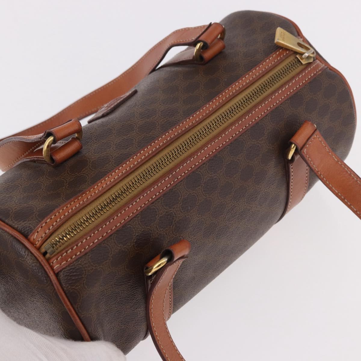 CELINE Macadam Canvas Hand Bag PVC Leather Brown Gold Auth 190132A