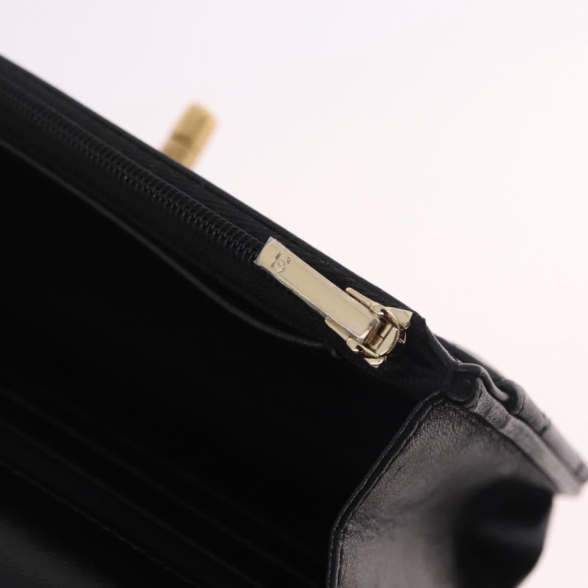 CHANEL Matelasse Chain Shoulder Bag Lamb Skin Black Gold CC Auth 190135SAM