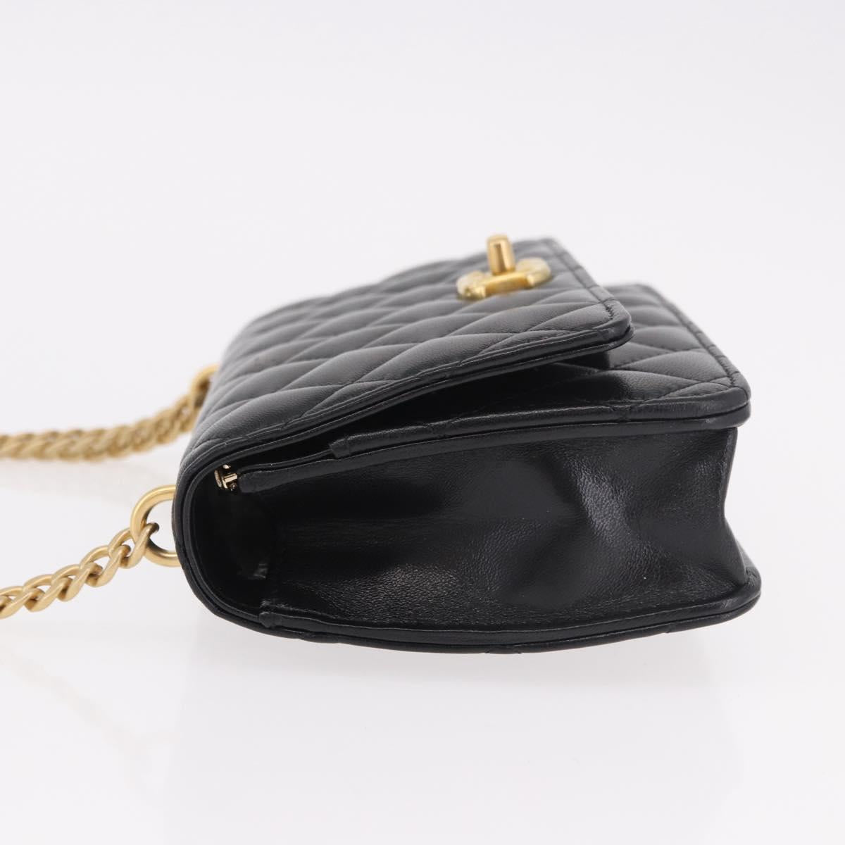 CHANEL Matelasse Chain Shoulder Bag Lamb Skin Black Gold CC Auth 190135SAM