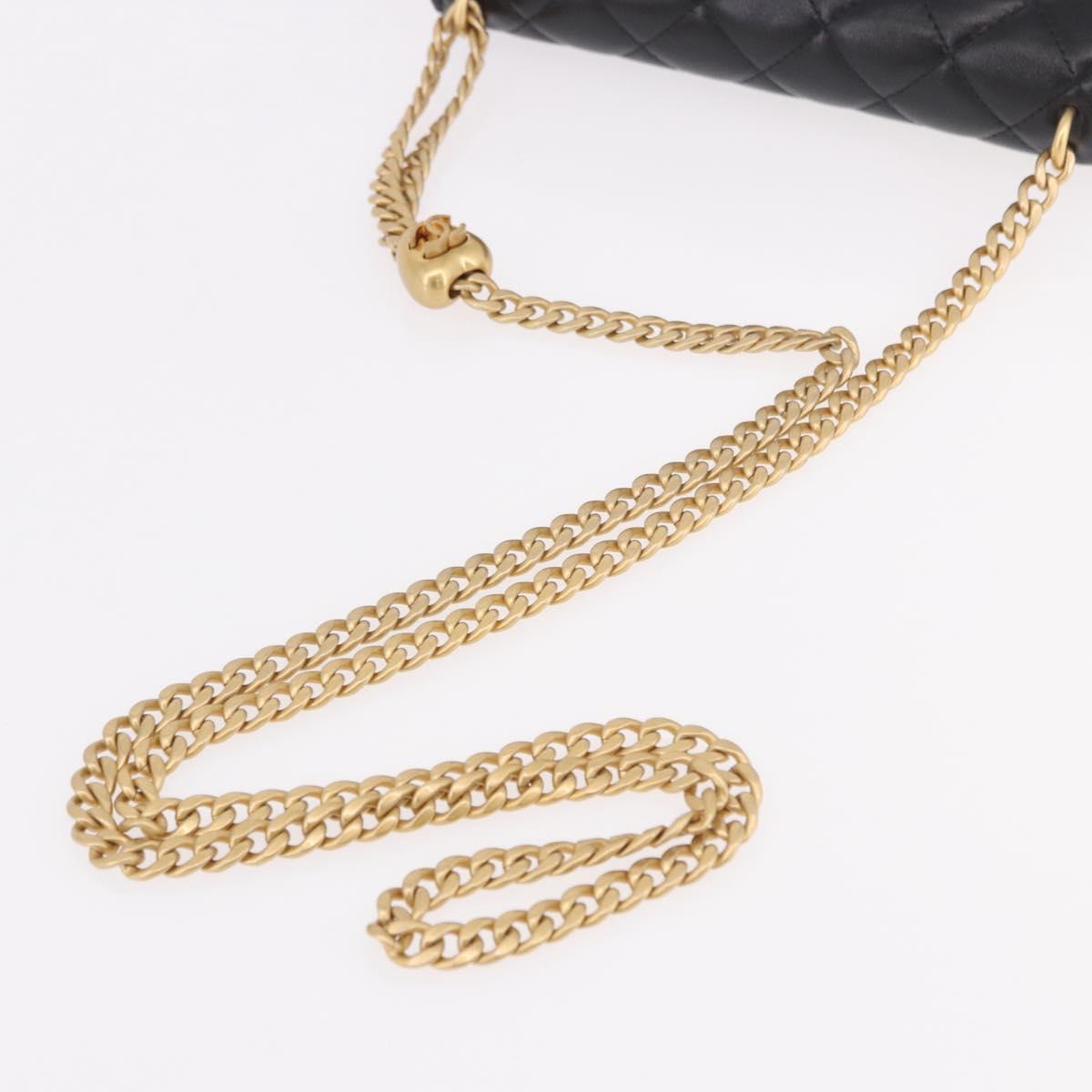 CHANEL Matelasse Chain Shoulder Bag Lamb Skin Black Gold CC Auth 190135SAM