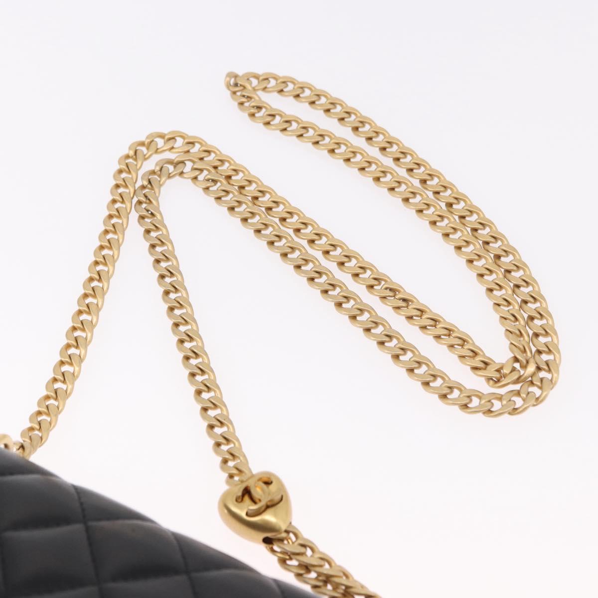 CHANEL Matelasse Chain Shoulder Bag Lamb Skin Black Gold CC Auth 190135SAM
