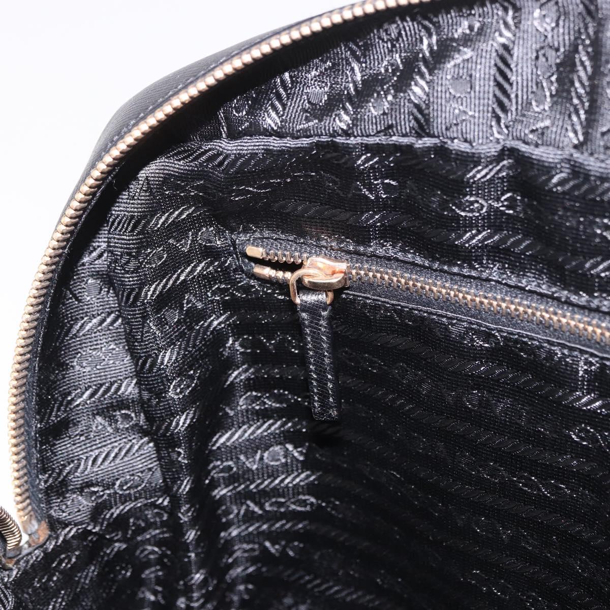 PRADA Hand Bag Safiano leather Black Gold Auth 190146SAV