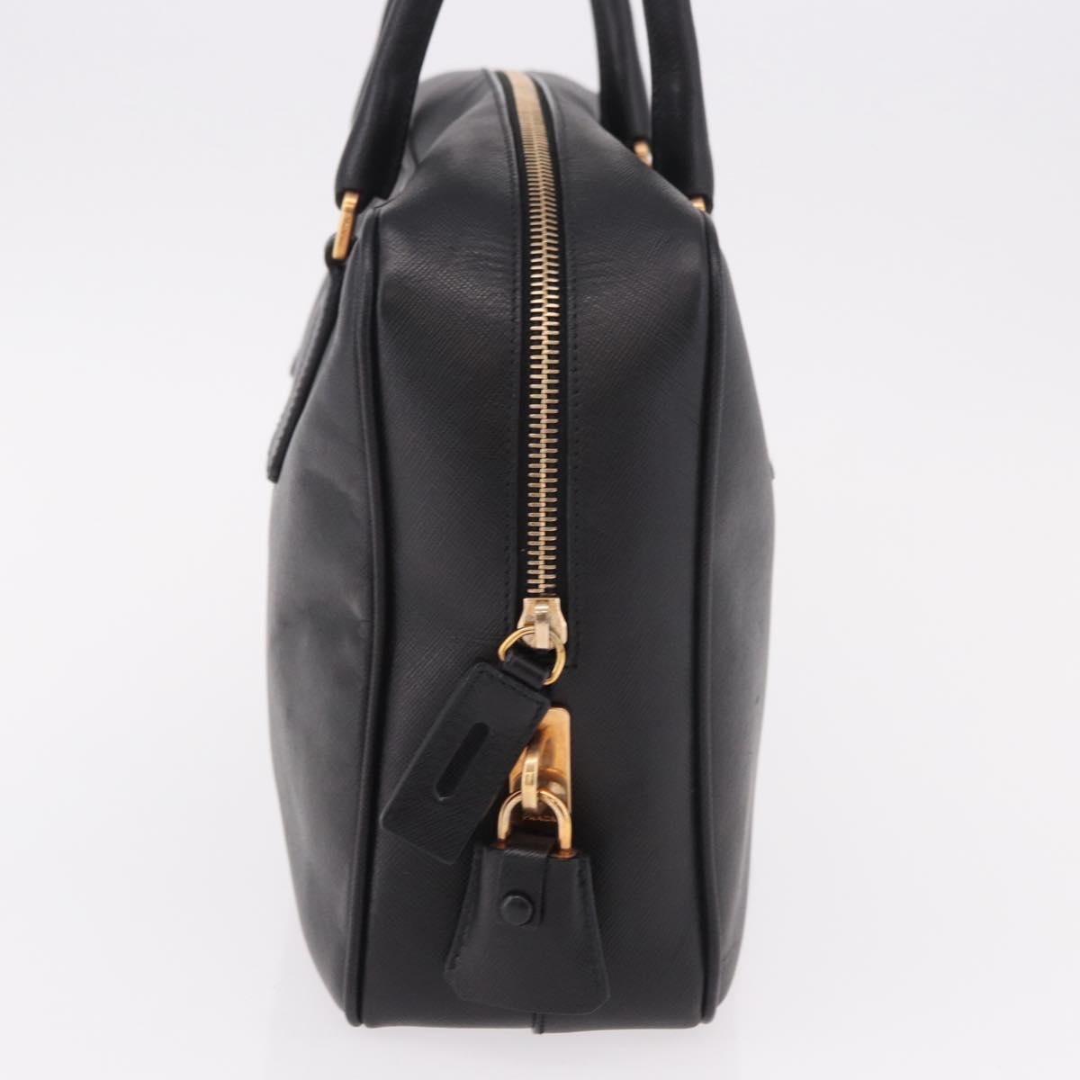 PRADA Hand Bag Safiano leather Black Gold Auth 190146SAV