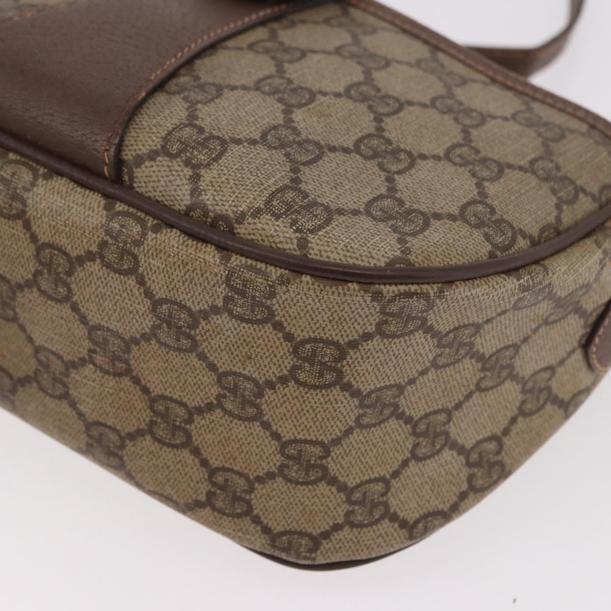 GUCCI GG Supreme Web Sherry Line Bag PVC Beige Gold 89 02 032 Auth 190150