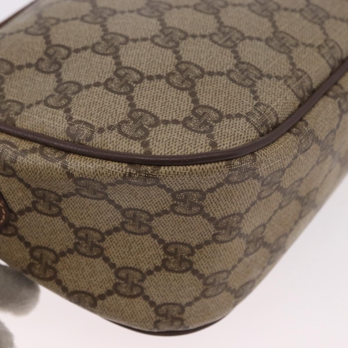 GUCCI GG Supreme Web Sherry Line Bag PVC Beige Gold 89 02 032 Auth 190150