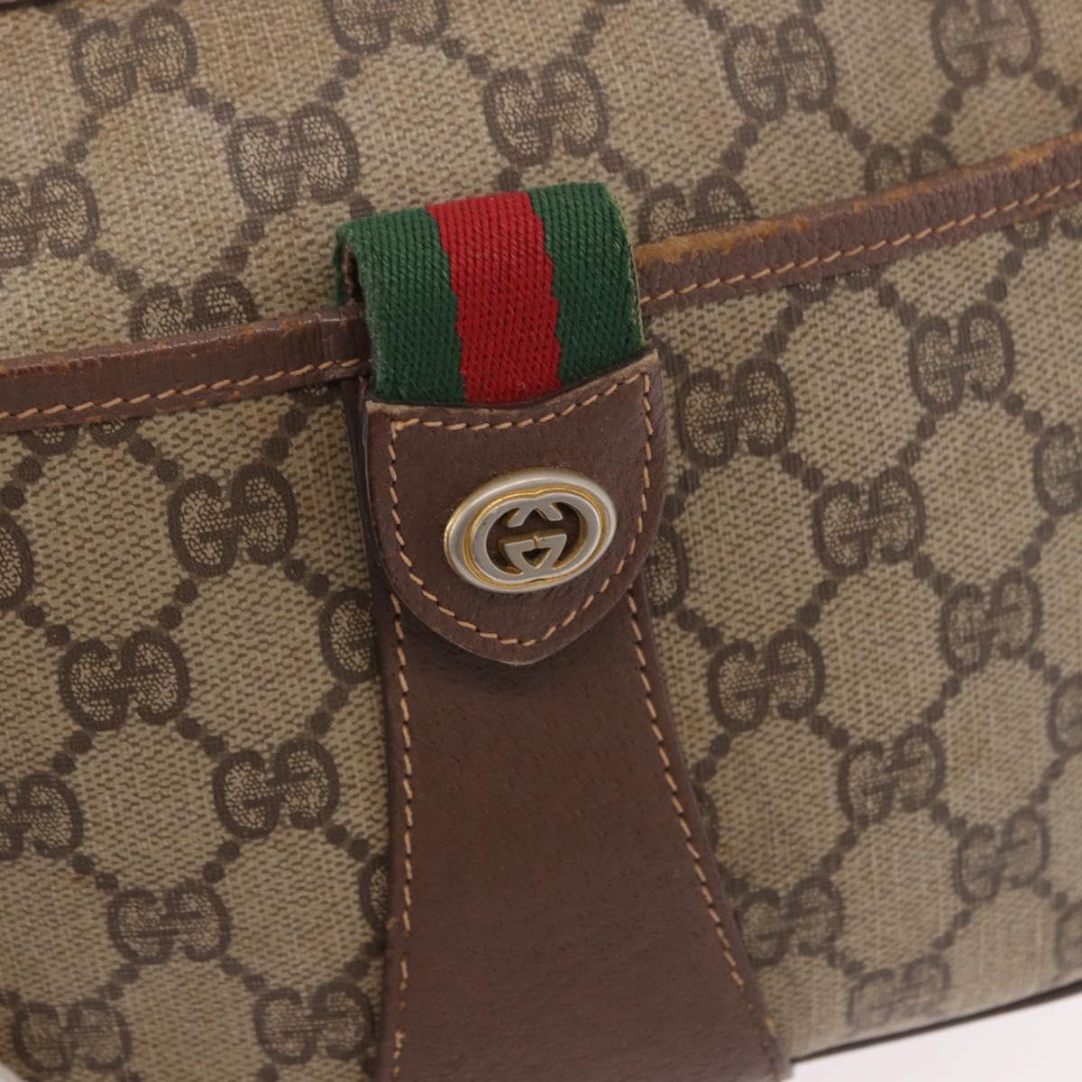 GUCCI GG Supreme Web Sherry Line Bag PVC Beige Gold 89 02 032 Auth 190150