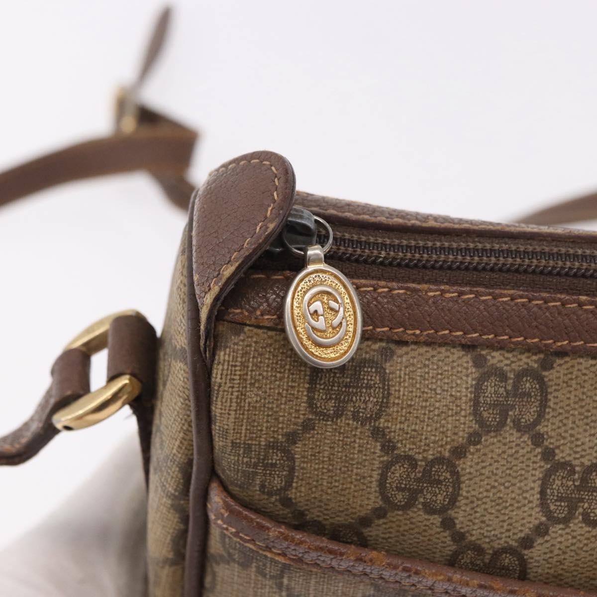 GUCCI GG Supreme Web Sherry Line Bag PVC Beige Gold 89 02 032 Auth 190150