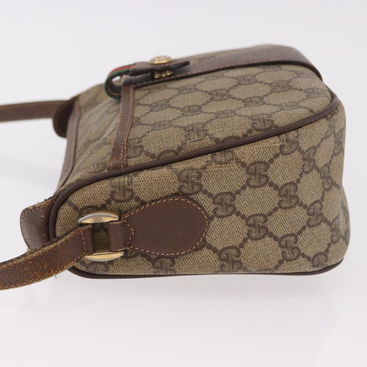 GUCCI GG Supreme Web Sherry Line Bag PVC Beige Gold 89 02 032 Auth 190150