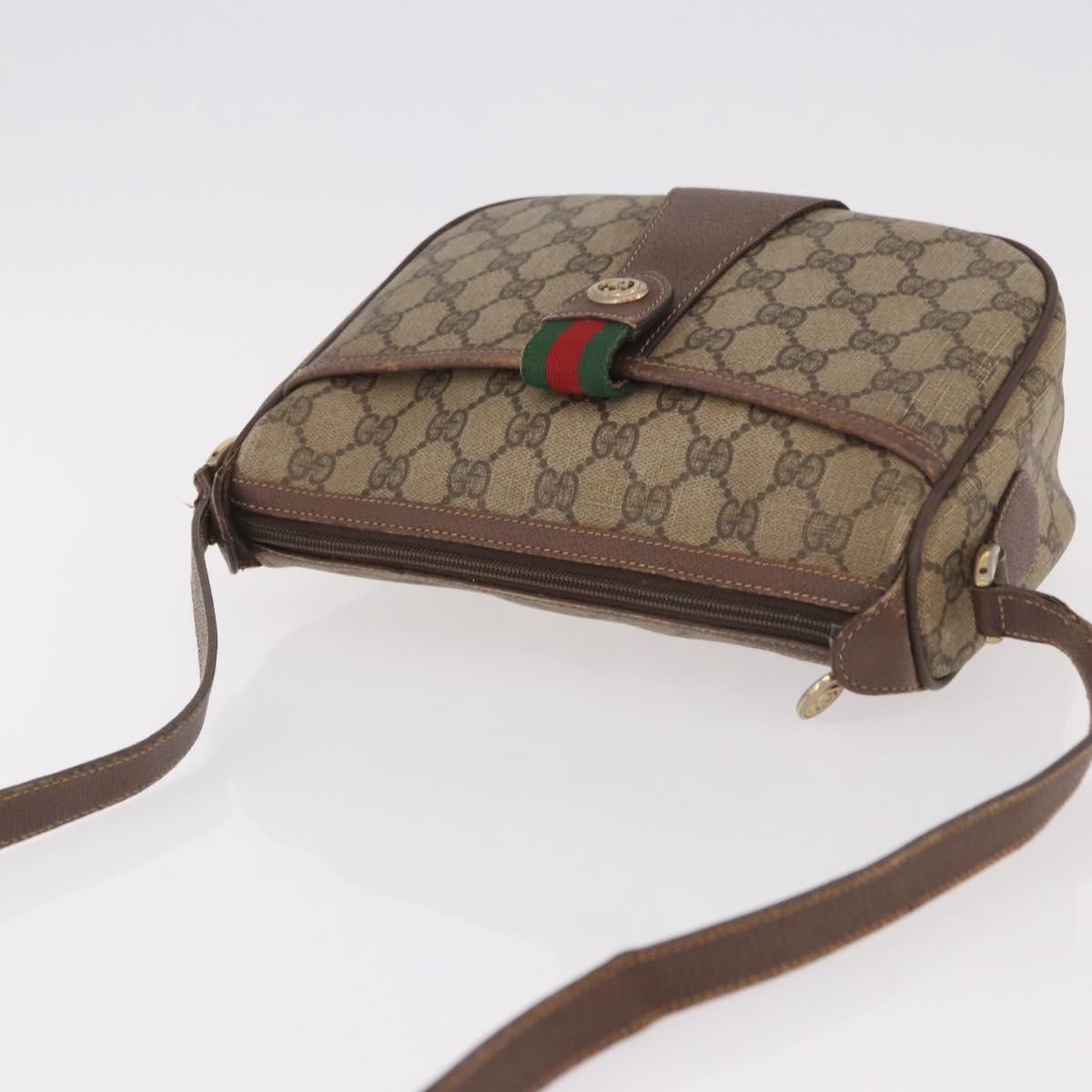 GUCCI GG Supreme Web Sherry Line Bag PVC Beige Gold 89 02 032 Auth 190150
