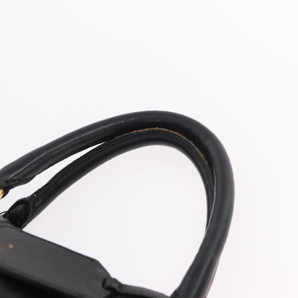 PRADA Gathered Hand Bag Leather 2way Black Gold Auth 190154V