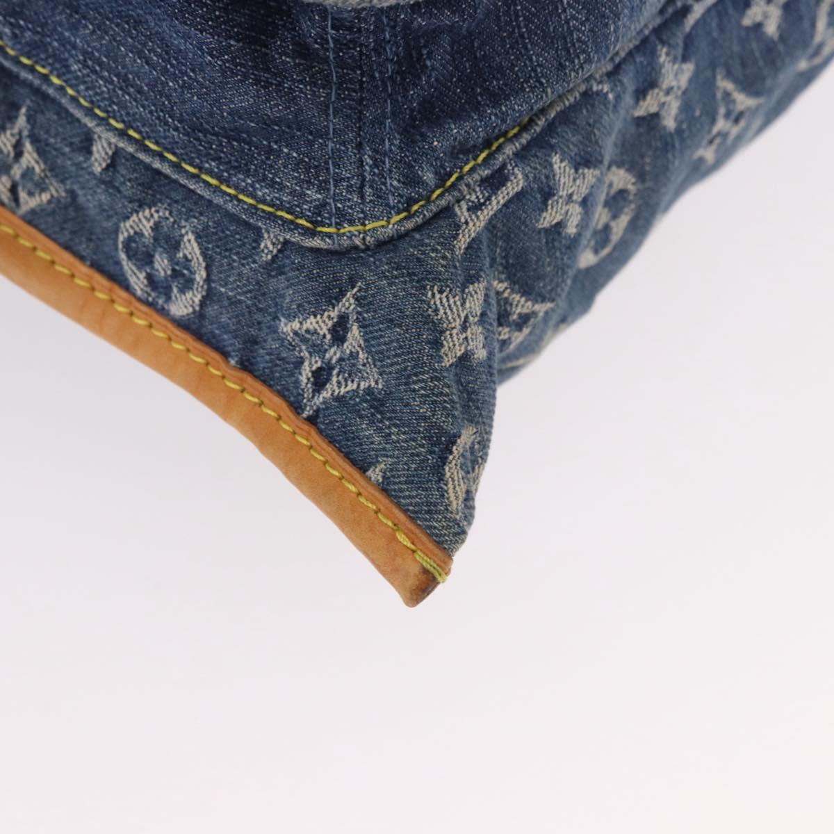 LOUIS VUITTON Monogram Denim Flat Shopper Tote Bag Blue M95018 LV Auth 190156SAV