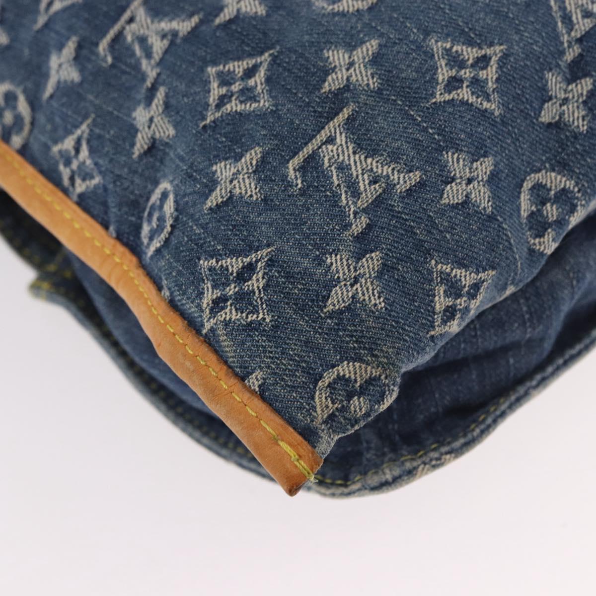 LOUIS VUITTON Monogram Denim Flat Shopper Tote Bag Blue M95018 LV Auth 190156SAV
