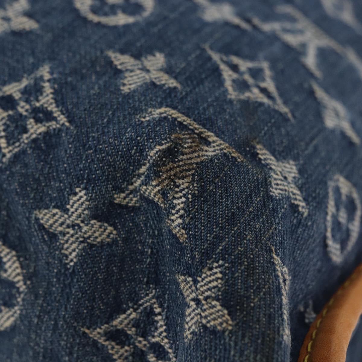 LOUIS VUITTON Monogram Denim Flat Shopper Tote Bag Blue M95018 LV Auth 190156SAV