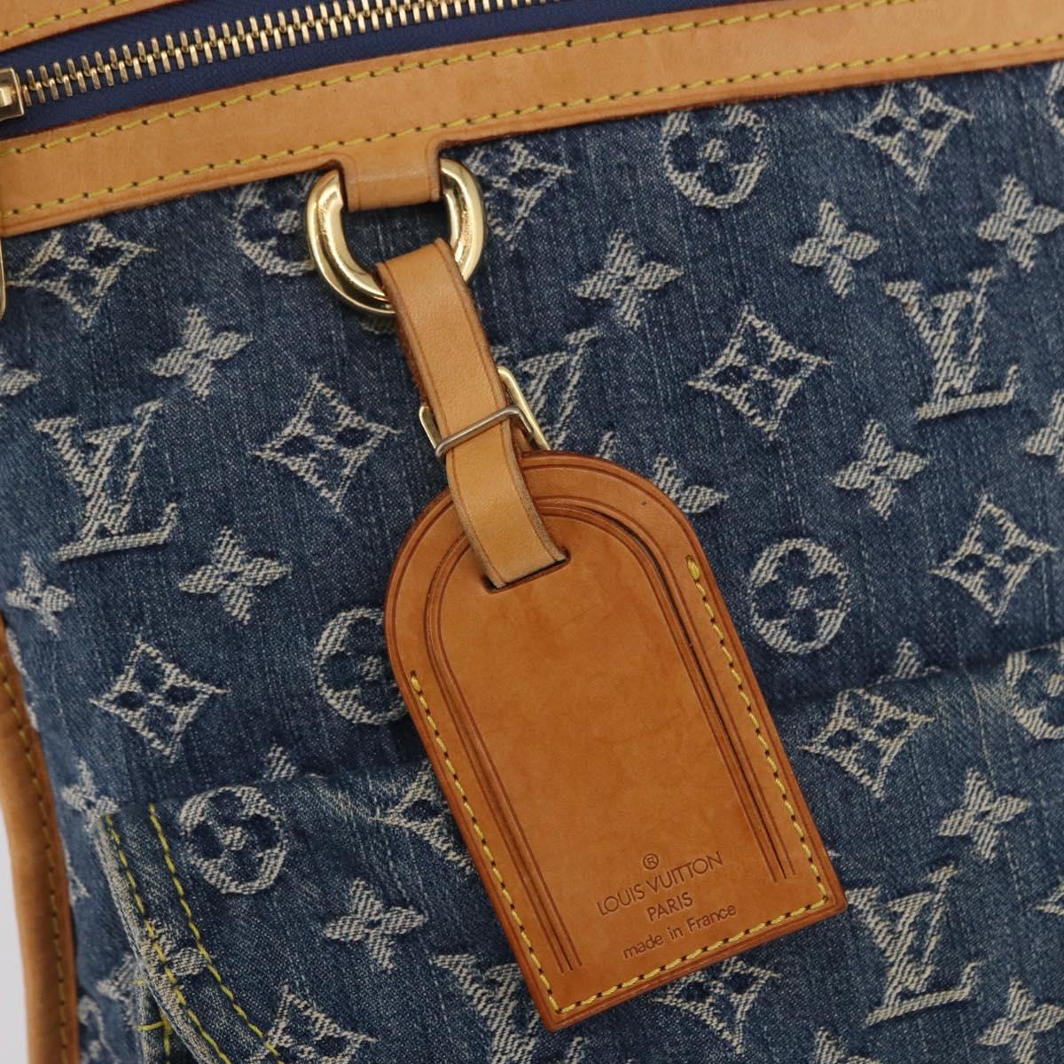LOUIS VUITTON Monogram Denim Flat Shopper Tote Bag Blue M95018 LV Auth 190156SAV