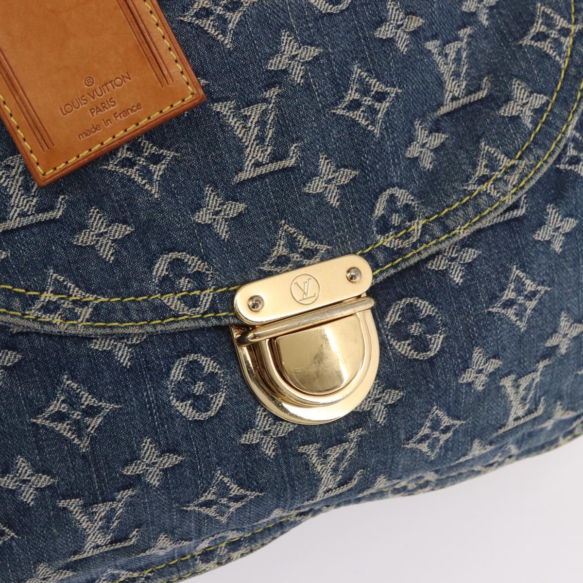 LOUIS VUITTON Monogram Denim Flat Shopper Tote Bag Blue M95018 LV Auth 190156SAV