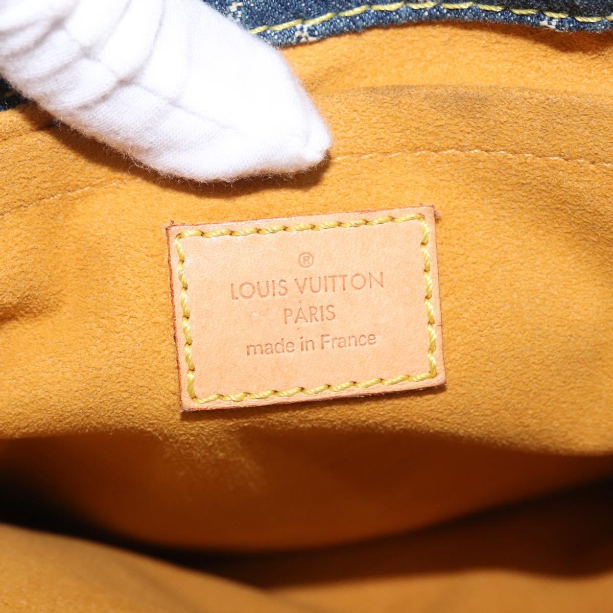 LOUIS VUITTON Monogram Denim Flat Shopper Tote Bag Blue M95018 LV Auth 190156SAV