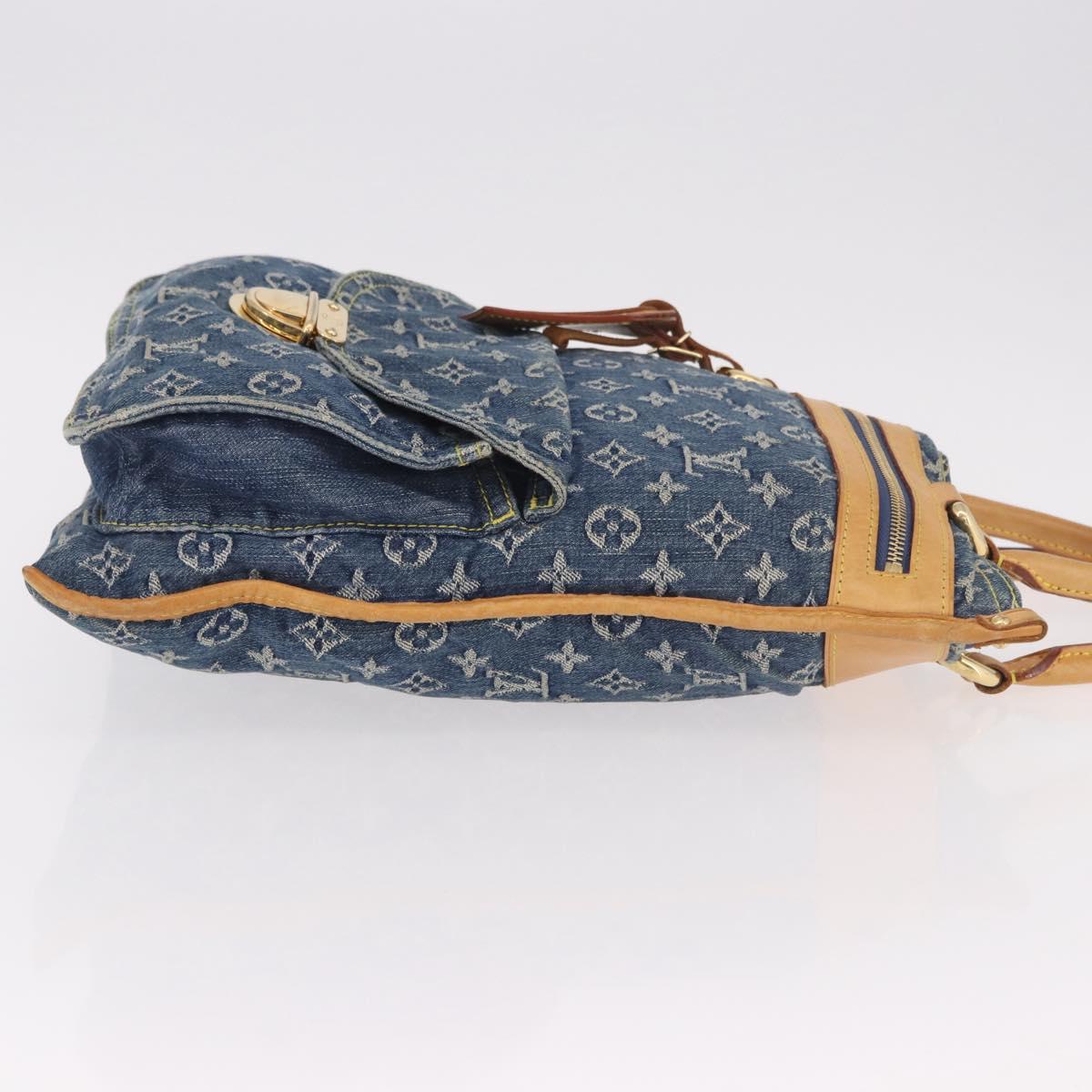 LOUIS VUITTON Monogram Denim Flat Shopper Tote Bag Blue M95018 LV Auth 190156SAV