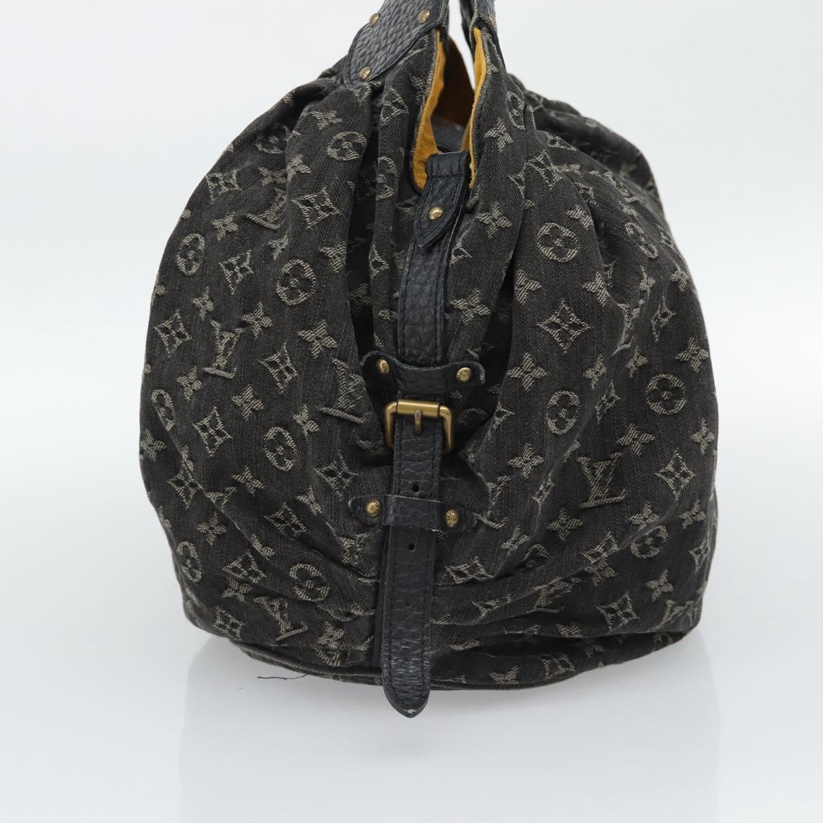 LOUIS VUITTON Monogram Denim XL Hand Bag Black M95510 LV Auth 190157SAV