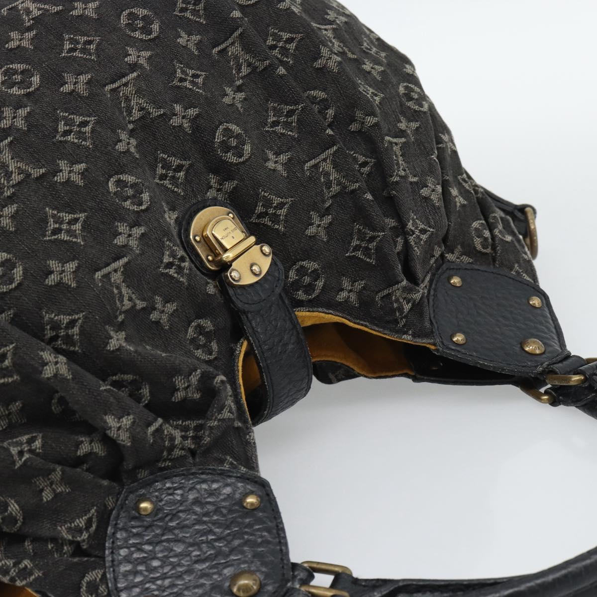 LOUIS VUITTON Monogram Denim XL Hand Bag Black M95510 LV Auth 190157SAV