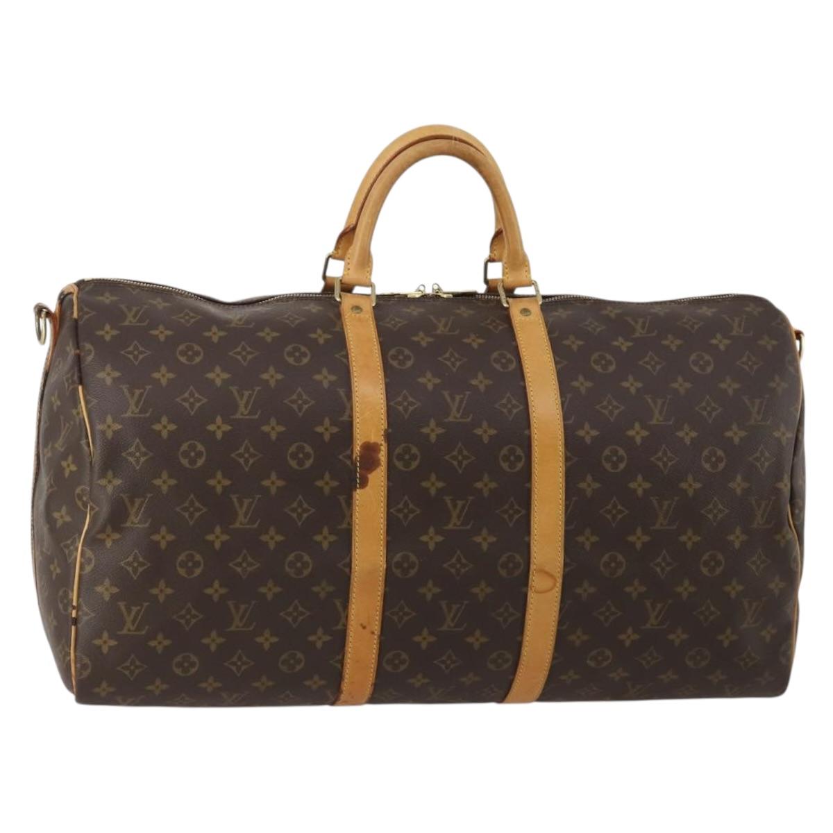 LOUIS VUITTON Monogram Keepall Bandouliere 55 Boston Bag M41414 LV Auth 190165