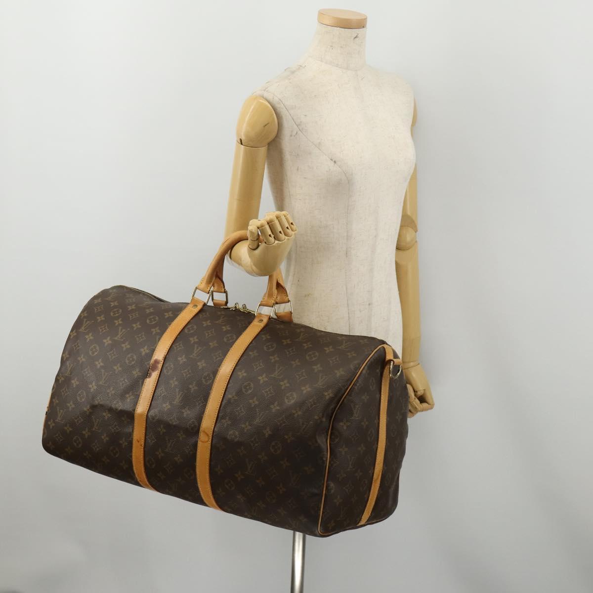 LOUIS VUITTON Monogram Keepall Bandouliere 55 Boston Bag M41414 LV Auth 190165