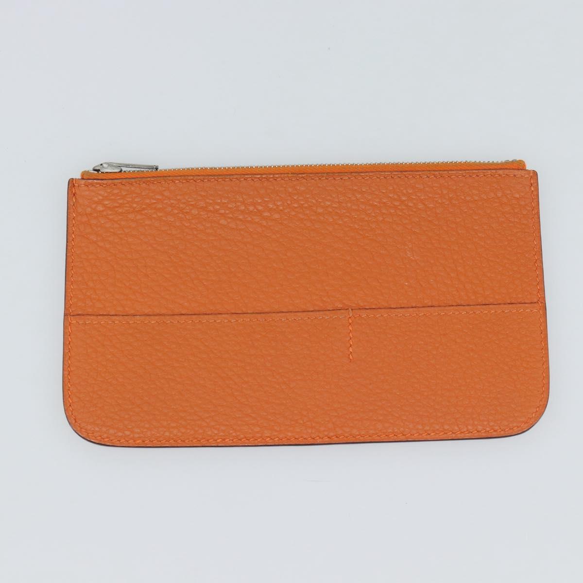 HERMES Dogon GM Wallet Togo leather Orange Silver Auth 190176A