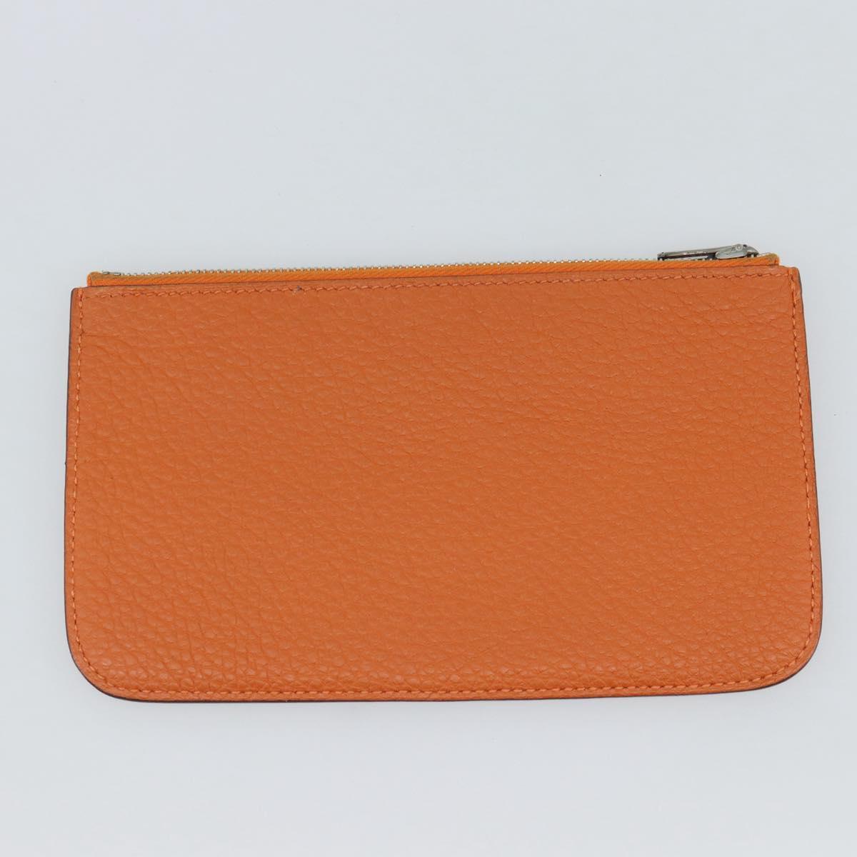 HERMES Dogon GM Wallet Togo leather Orange Silver Auth 190176A