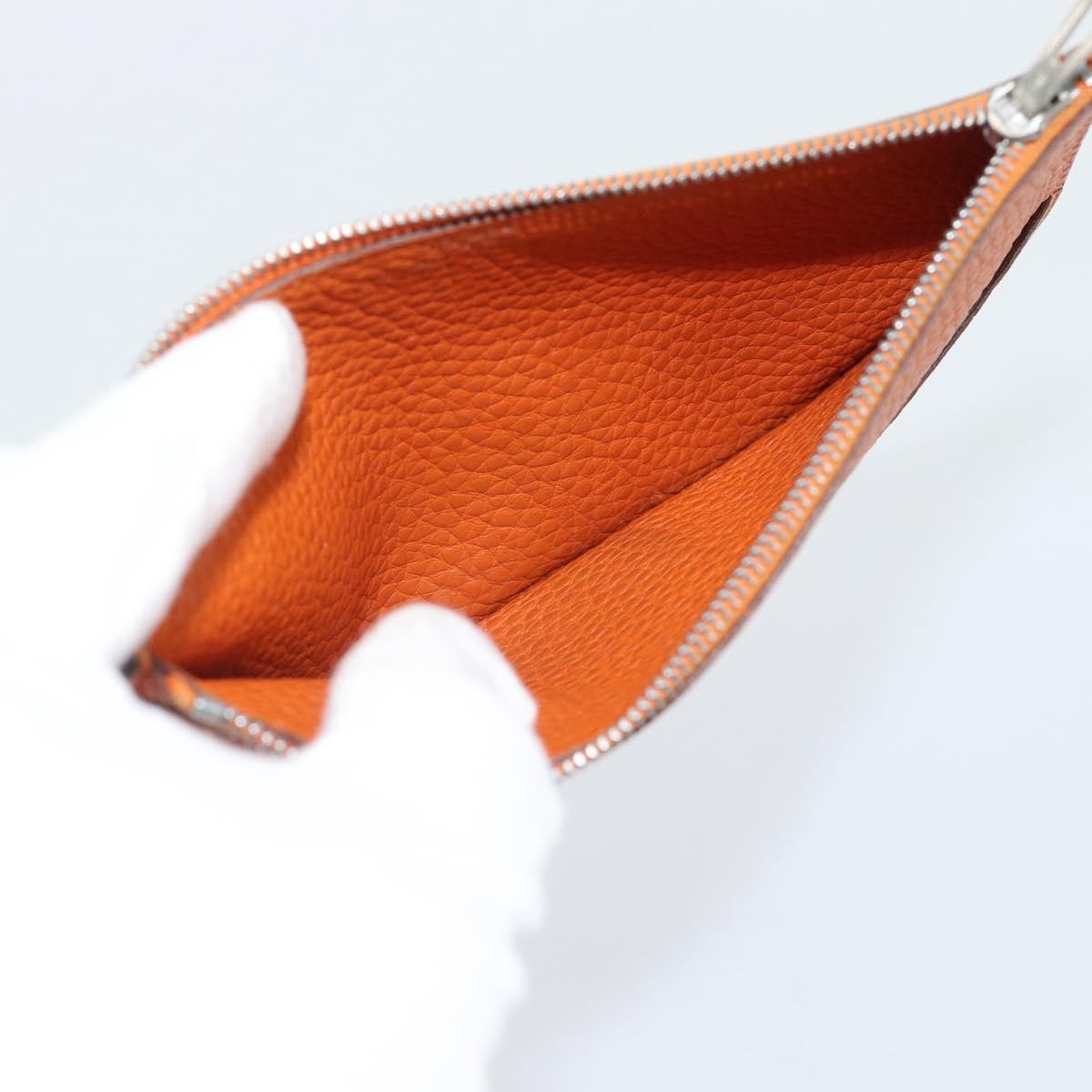 HERMES Dogon GM Wallet Togo leather Orange Silver Auth 190176A