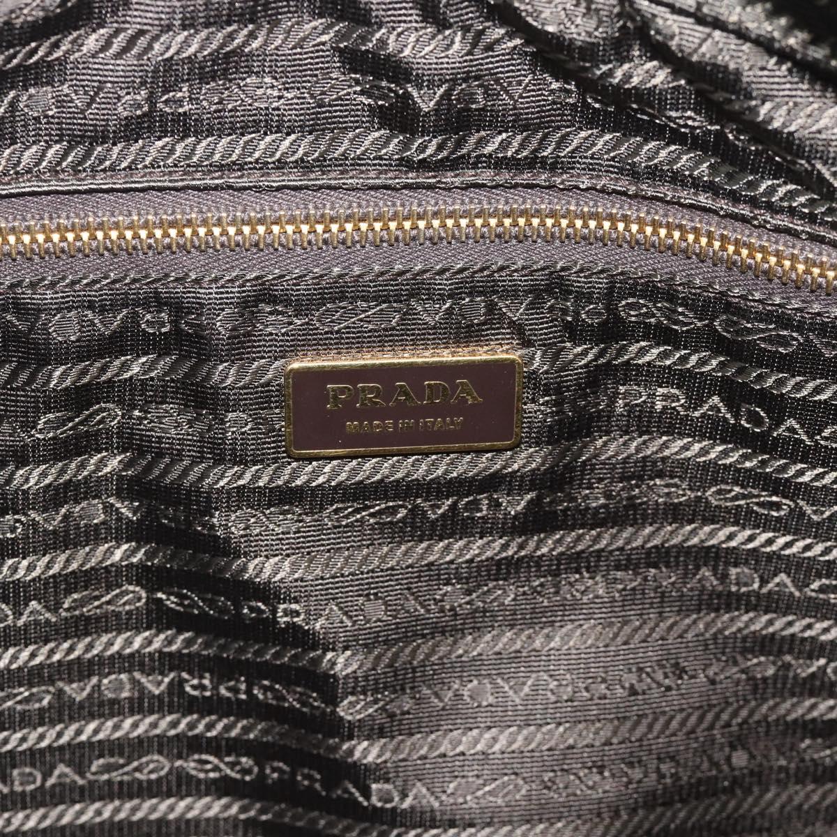 PRADA Hand Bag Safiano Leather Red Gold Auth 190179A