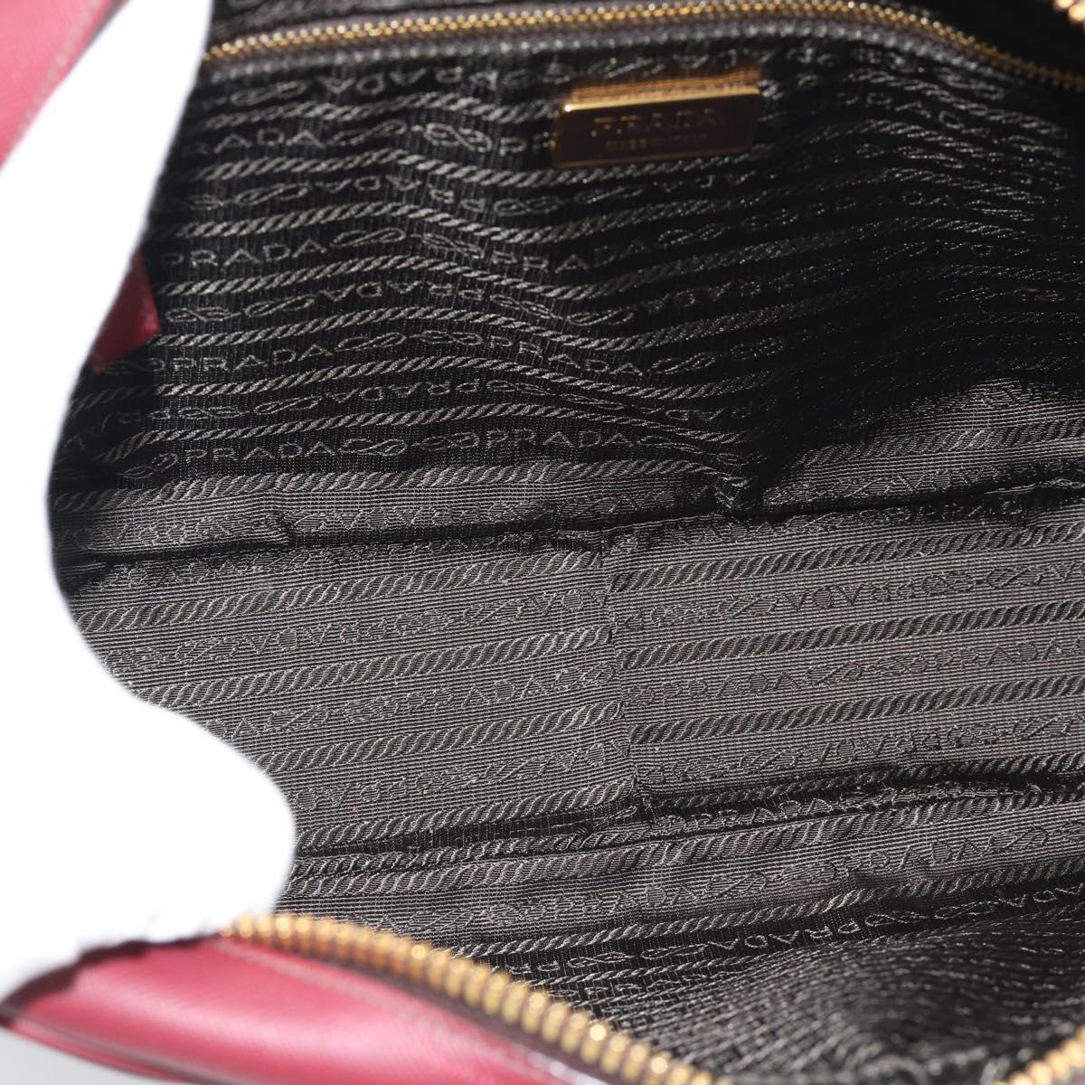 PRADA Hand Bag Safiano Leather Red Gold Auth 190179A