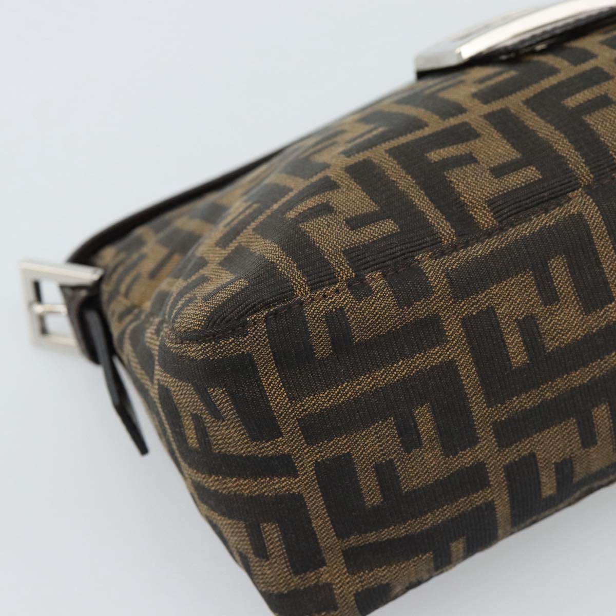 FENDI Zucca Canvas Mamma Baguette Shoulder Bag Black Brown Auth 190180SAV