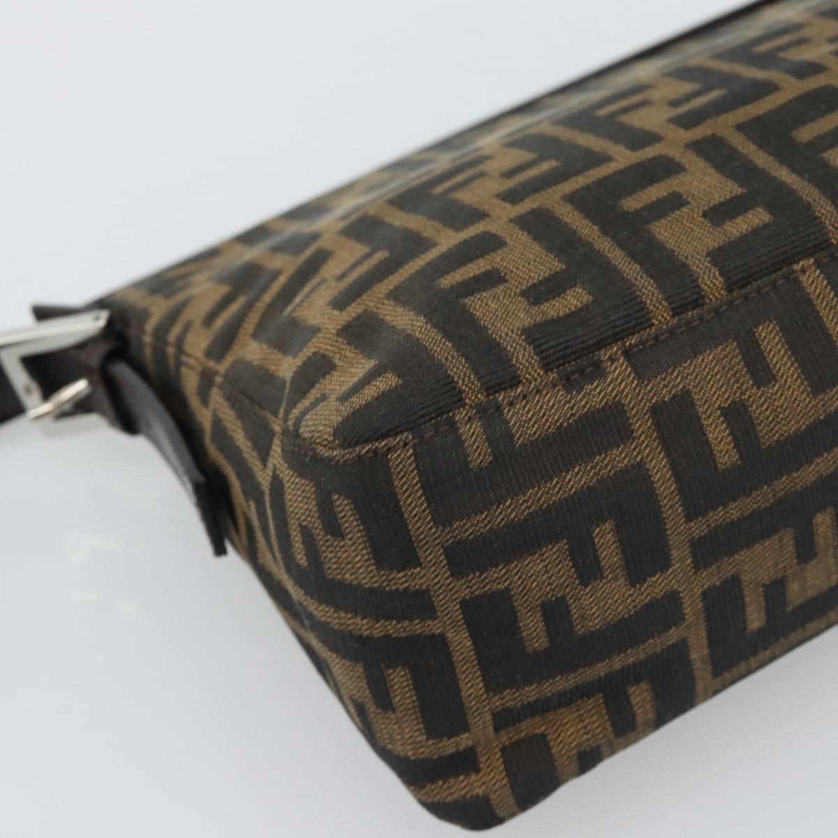 FENDI Zucca Canvas Mamma Baguette Shoulder Bag Black Brown Auth 190180SAV
