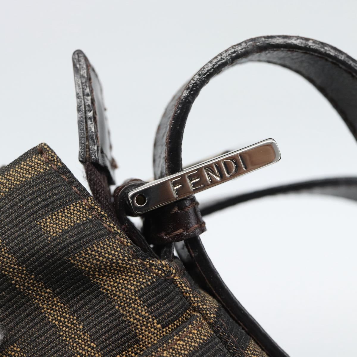 FENDI Zucca Canvas Mamma Baguette Shoulder Bag Black Brown Auth 190180SAV