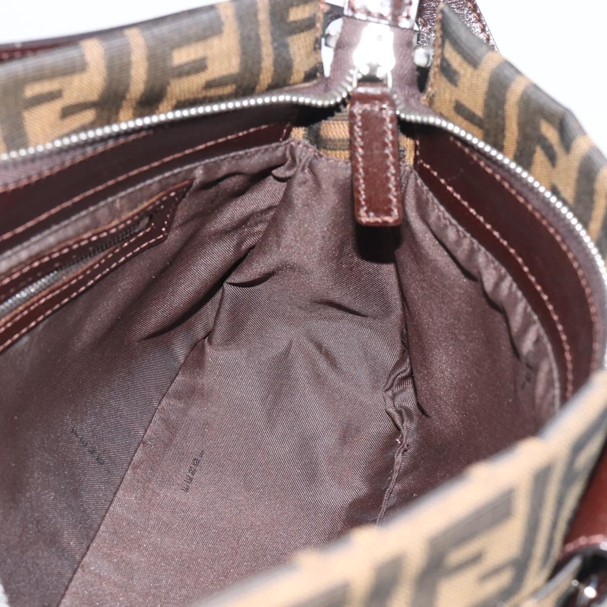 FENDI Zucca Canvas Mamma Baguette Shoulder Bag Black Brown Auth 190180SAV