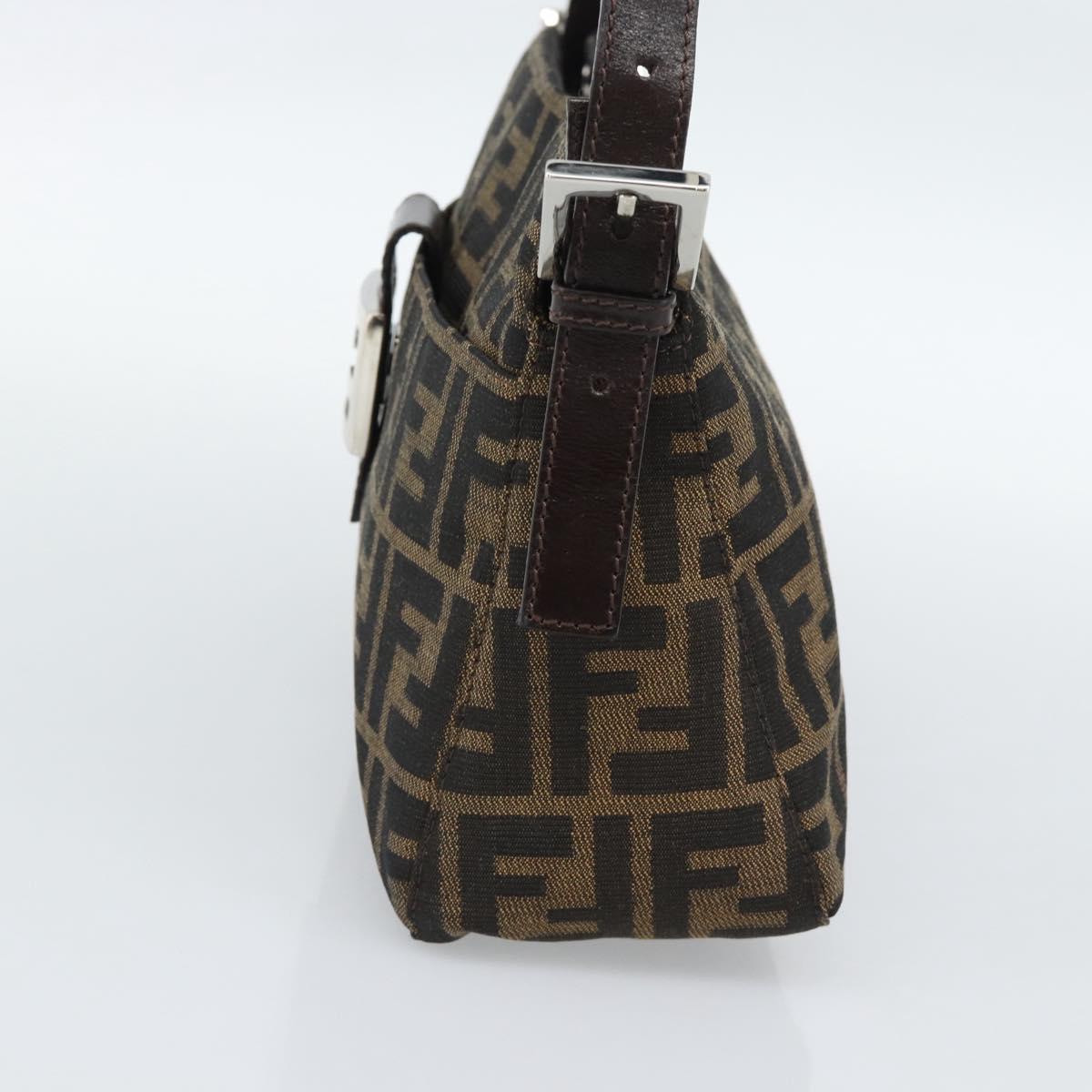 FENDI Zucca Canvas Mamma Baguette Shoulder Bag Black Brown Auth 190180SAV