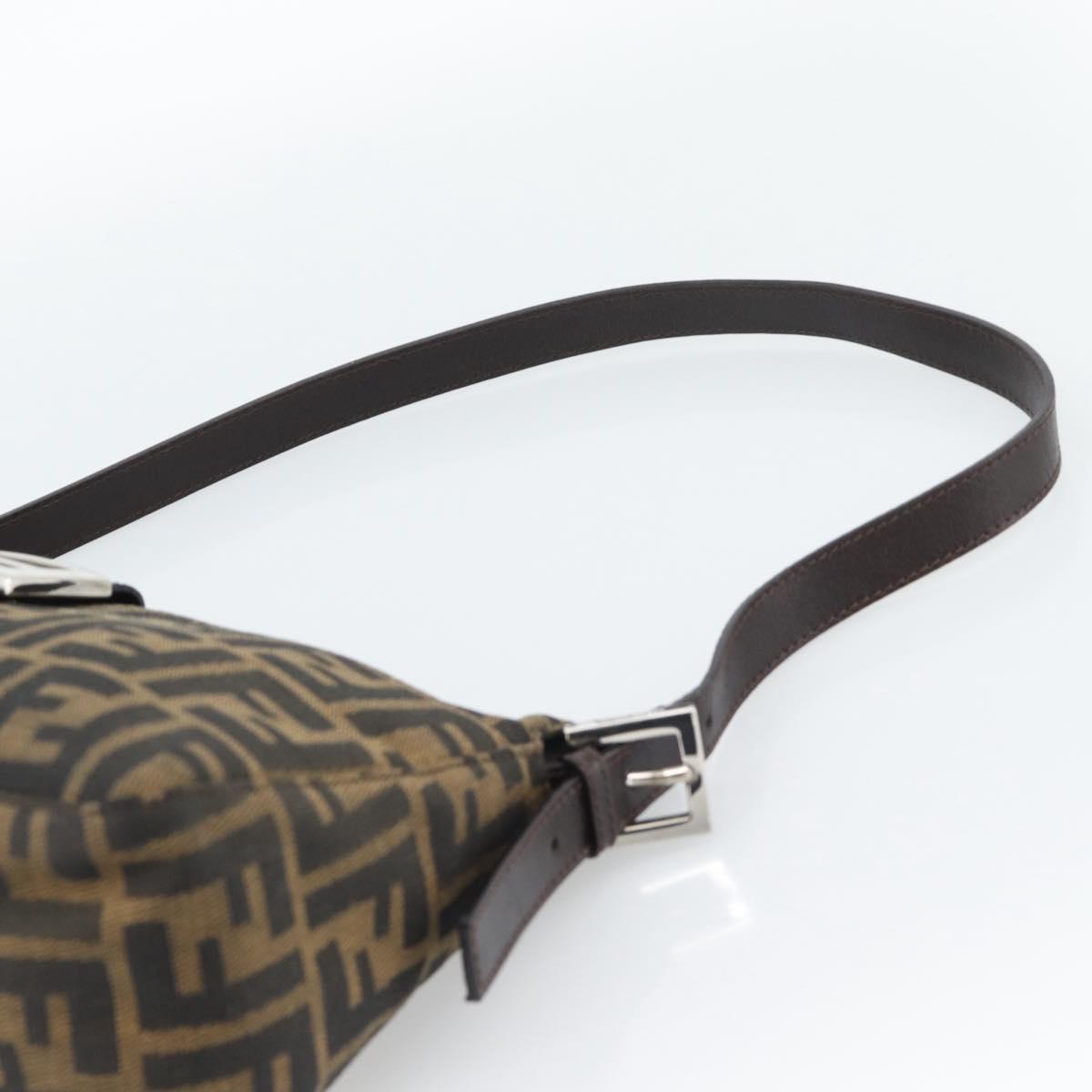FENDI Zucca Canvas Mamma Baguette Shoulder Bag Black Brown Auth 190180SAV