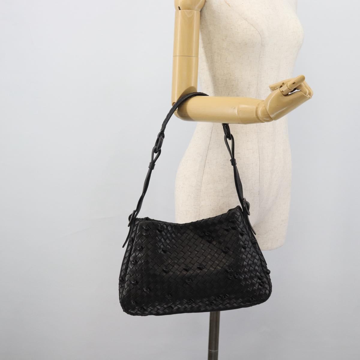 BOTTEGA VENETA INTRECCIATO Shoulder Bag Leather Black 133507 Auth 190181SAV