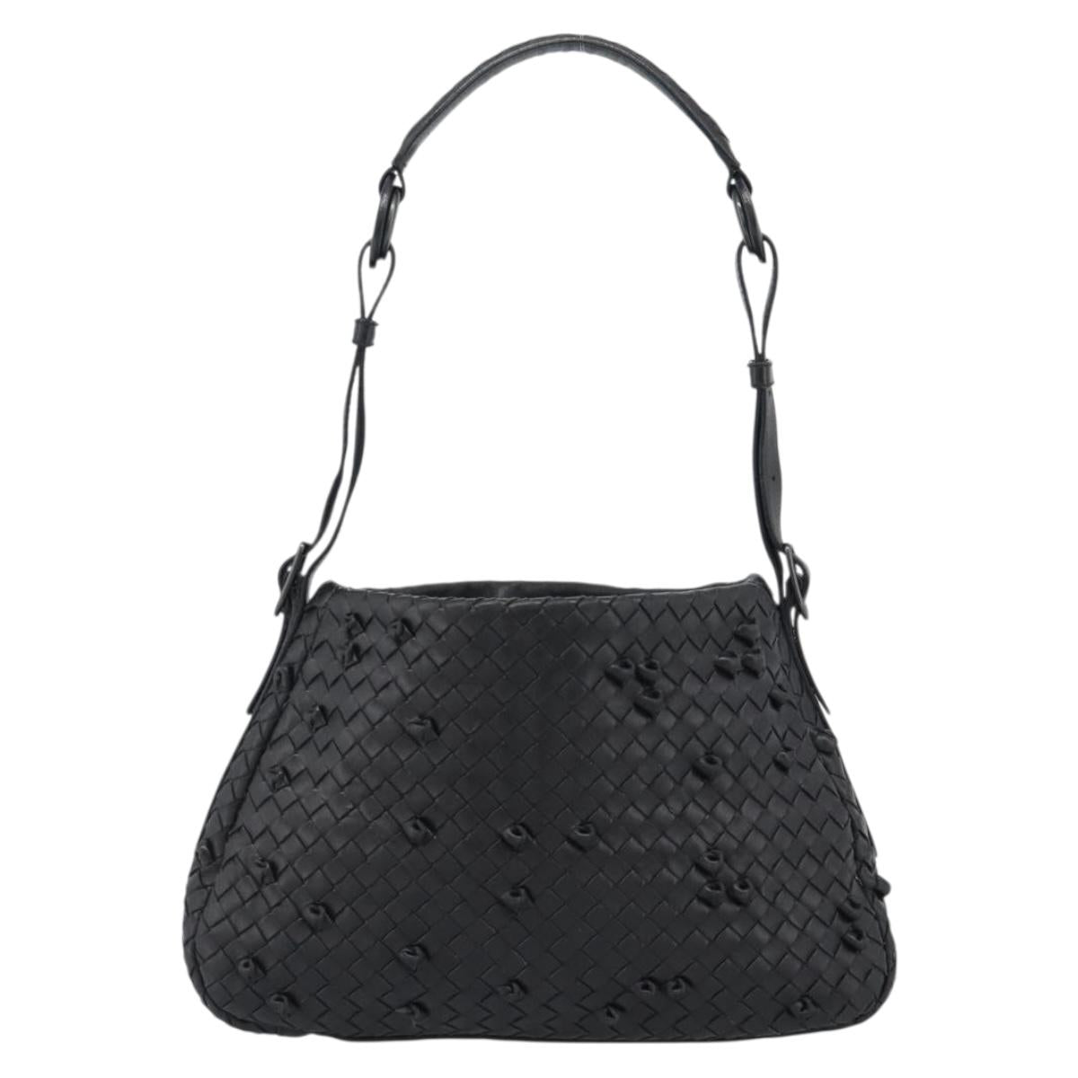 BOTTEGA VENETA INTRECCIATO Shoulder Bag Leather Black 133507 Auth 190181SAV