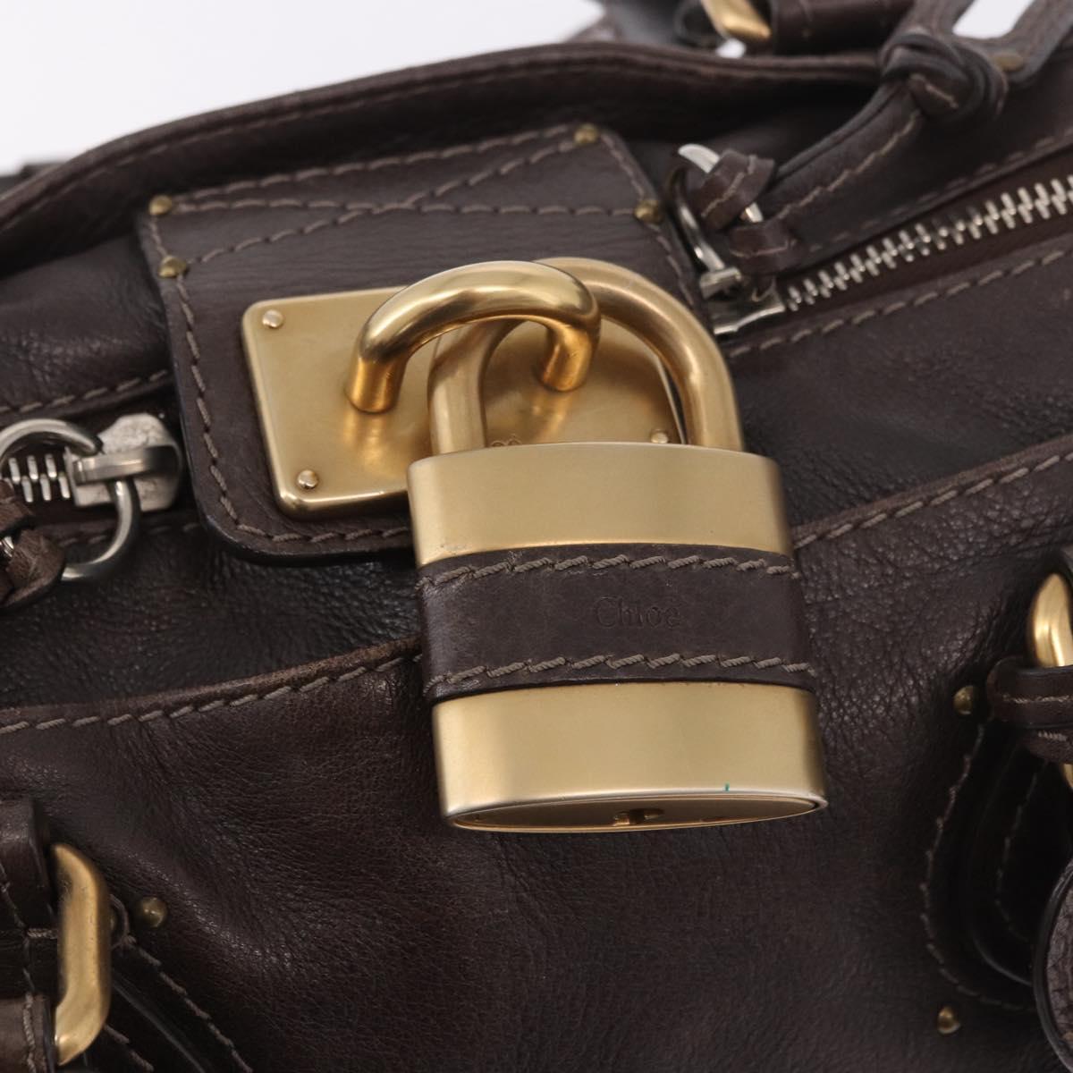 Chloe Paddington Hand Bag Leather Brown Gold Silver Auth 190182SAV