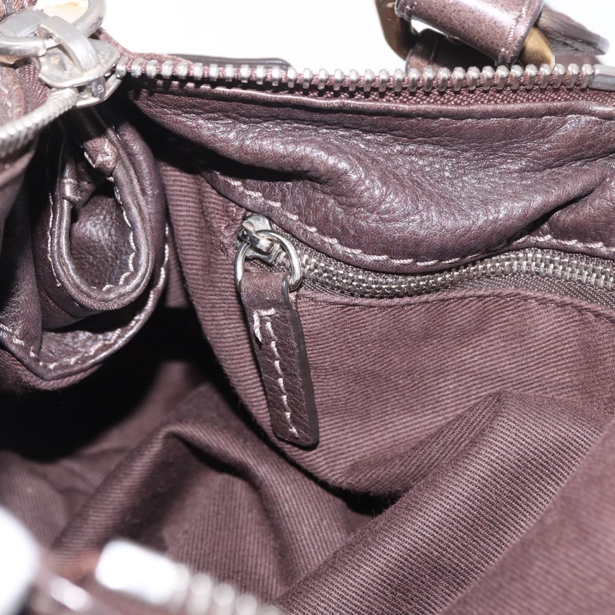 Chloe Paddington Hand Bag Leather Brown Gold Silver Auth 190182SAV