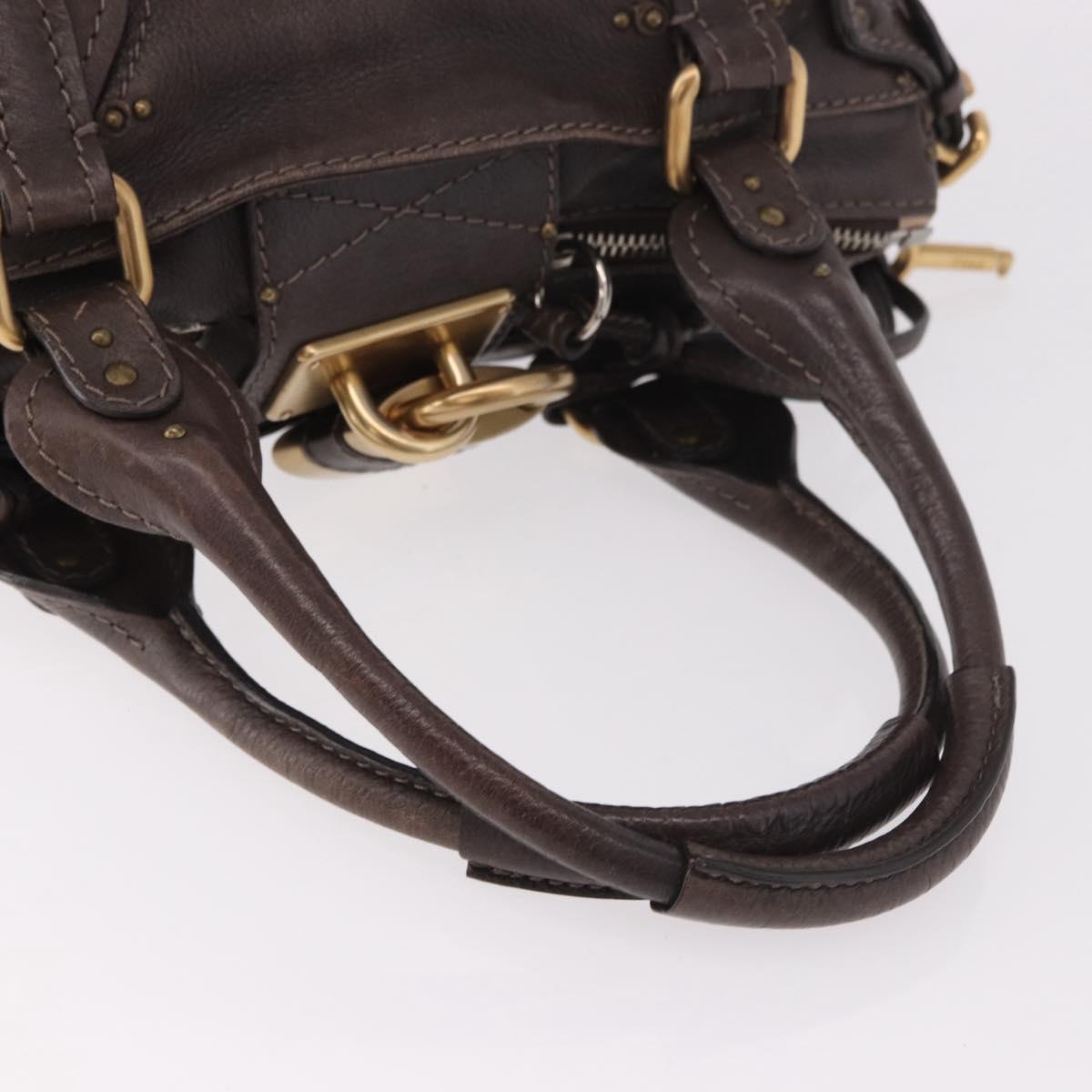 Chloe Paddington Hand Bag Leather Brown Gold Silver Auth 190182SAV