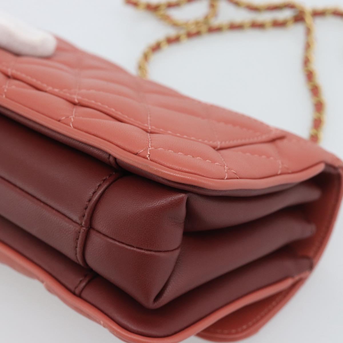 CHANEL Matelasse Chain Shoulder Bag Lamb Skin Pink Gold CC Auth 190185SAM