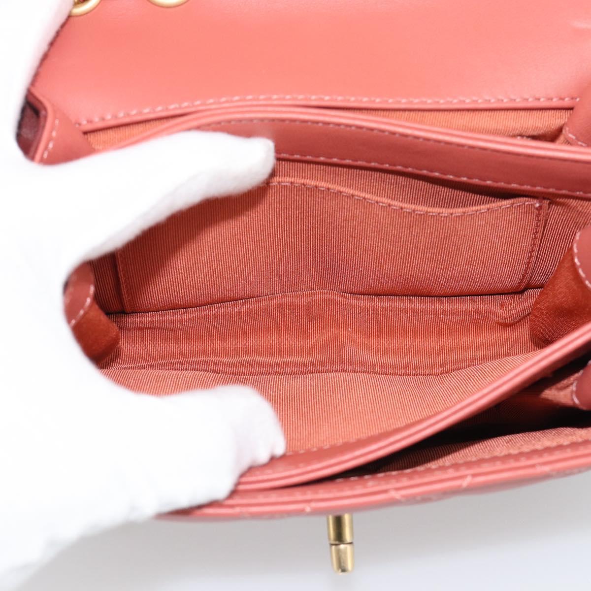 CHANEL Matelasse Chain Shoulder Bag Lamb Skin Pink Gold CC Auth 190185SAM