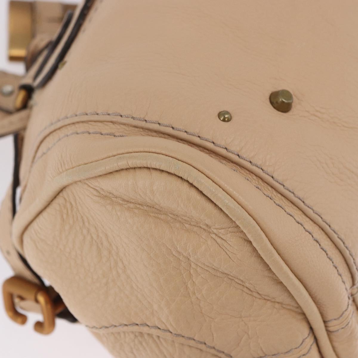 Chloe Paddington Hand Bag Leather Beige Gold Silver Auth 190186SAV